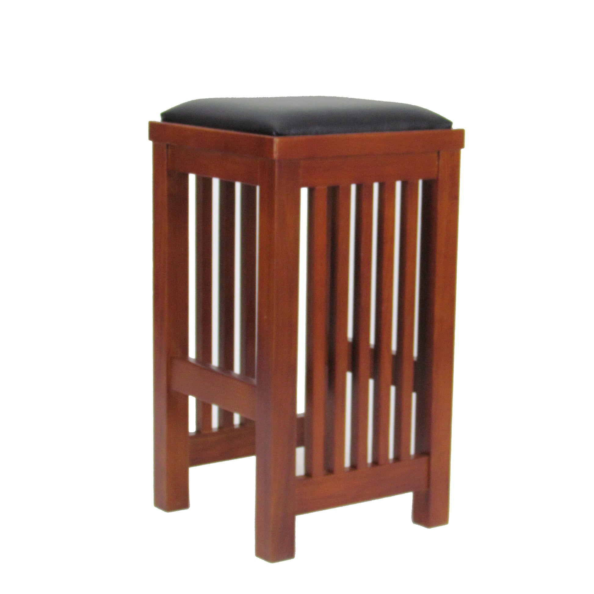 24 Inch Faux Leather Upholstered Wooden Backless Barstool, Oak Brown By Benzara | Bar Stools & Tables | Modishstore - 3