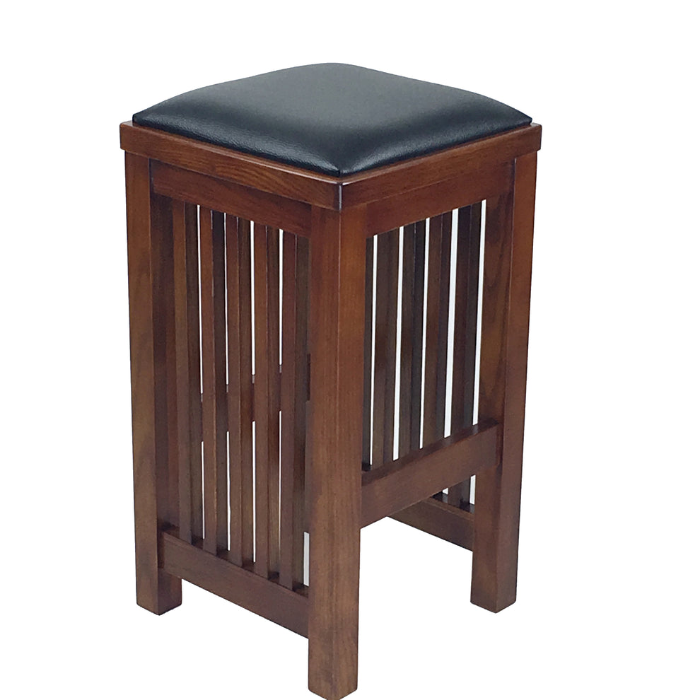 24 Inch Faux Leather Upholstered Wooden Backless Barstool, Oak Brown By Benzara | Bar Stools & Tables | Modishstore - 2