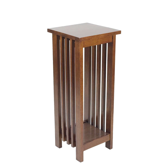 30 Inch Wooden Flower Stand With Bottom Shelf And Slatted Sides, Brown By Benzara | Side Tables |  Modishstore 