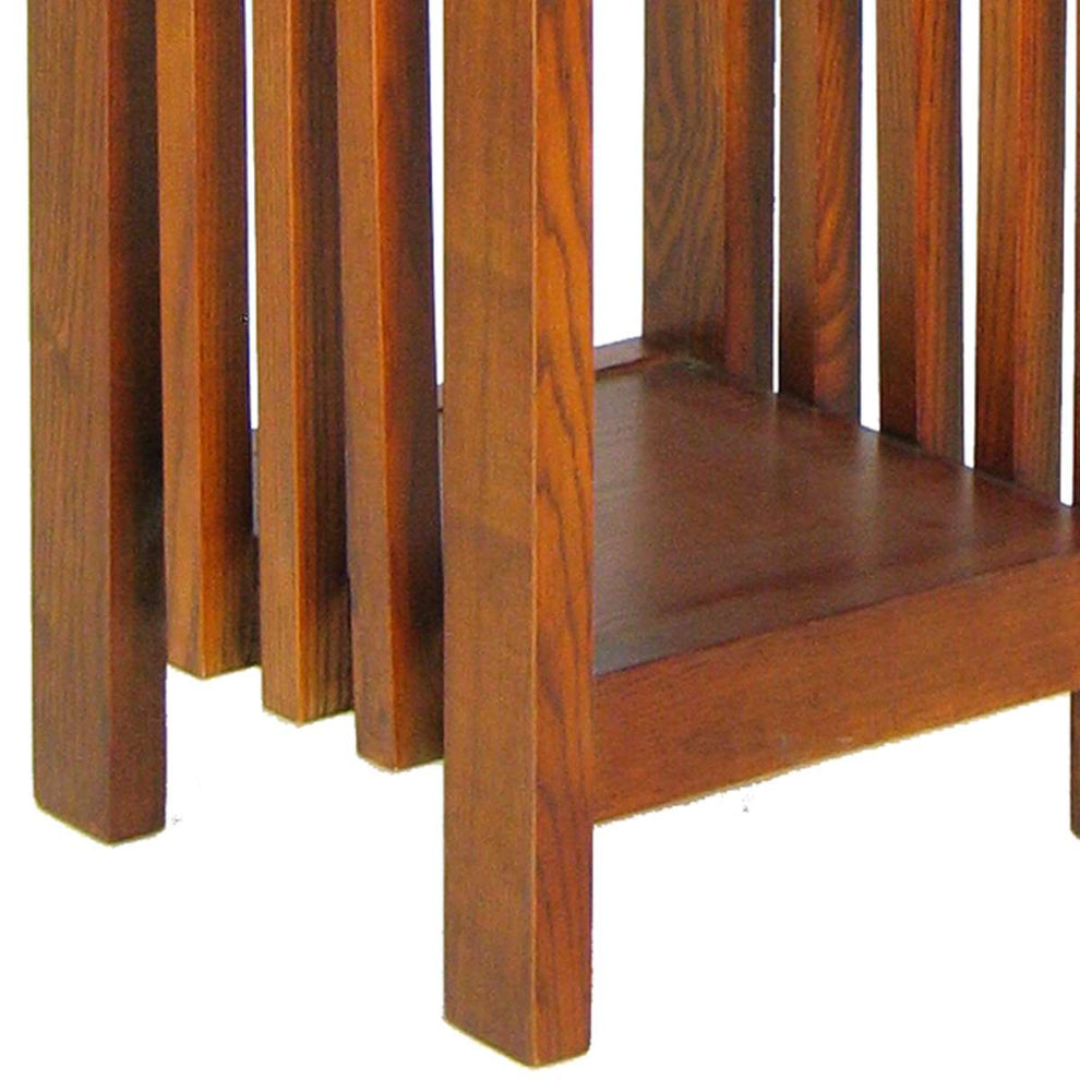 30 Inch Wooden Flower Stand With Bottom Shelf And Slatted Sides, Brown By Benzara | Side Tables |  Modishstore  - 4