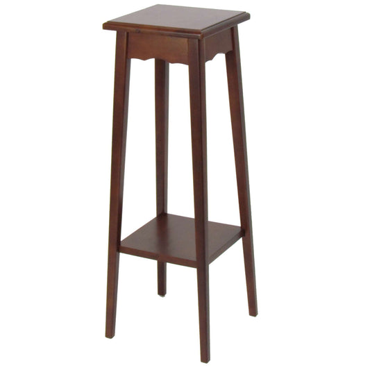 39.5 Inch Plant Stand With Tapered Slanted Legs And Bottom Shelf, Brown By Benzara | Side Tables |  Modishstore 