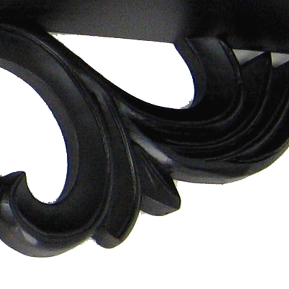 Hand Carved Wooden Wall Shelf With Floral Design Display, Black By Benzara | Wall Shelf |  Modishstore  - 3