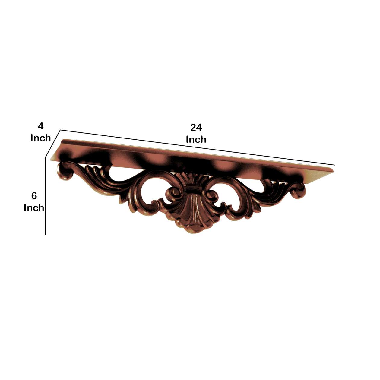 Hand Carved Wooden Wall Shelf With Floral Design Display, Brown By Benzara | Shelves & Shelving Units |  Modishstore  - 2