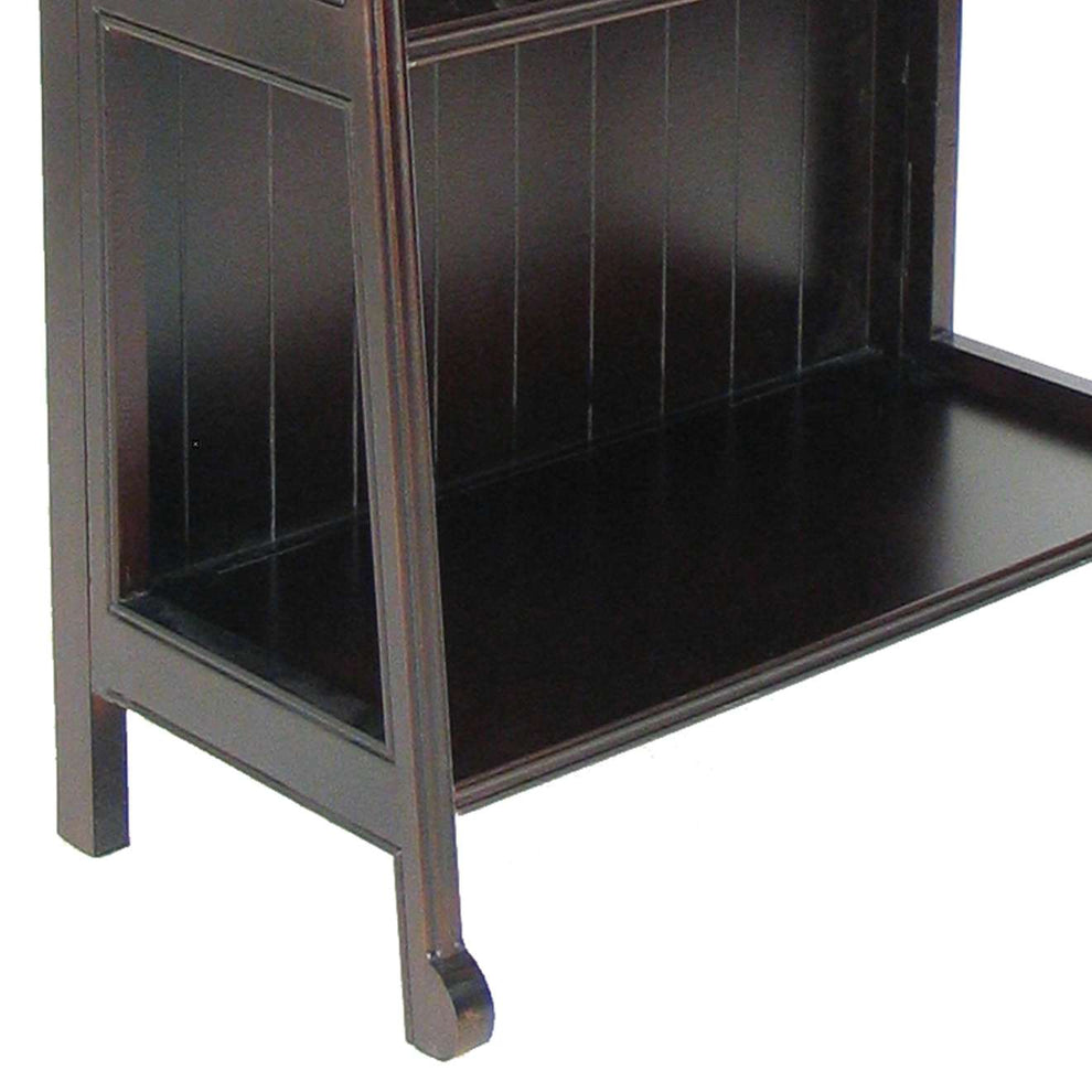 4 Tier Foldable Shelf Display Stand With Plank Style Back, Brown By Benzara | Shelves & Shelving Units |  Modishstore  - 5