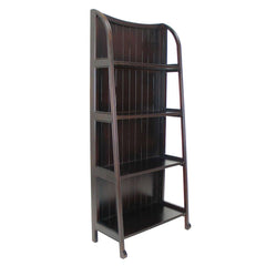 4 Tier Foldable Shelf Display Stand With Plank Style Back, Brown By Benzara