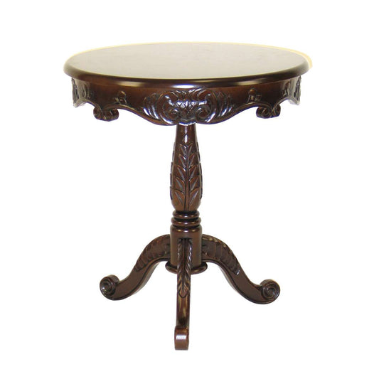 Traditional Style Lamp Table With Circular Top And Pedestal Base,Dark Brown By Benzara | Side Tables |  Modishstore 
