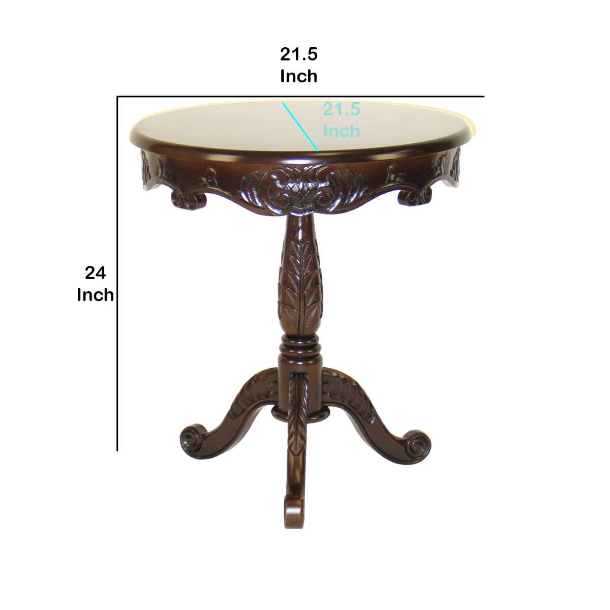Traditional Style Lamp Table With Circular Top And Pedestal Base,Dark Brown By Benzara | Side Tables |  Modishstore  - 2