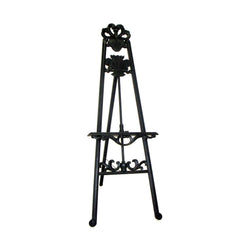 Traditional Style Wooden Easel With Scrollwork Details, Black By Benzara