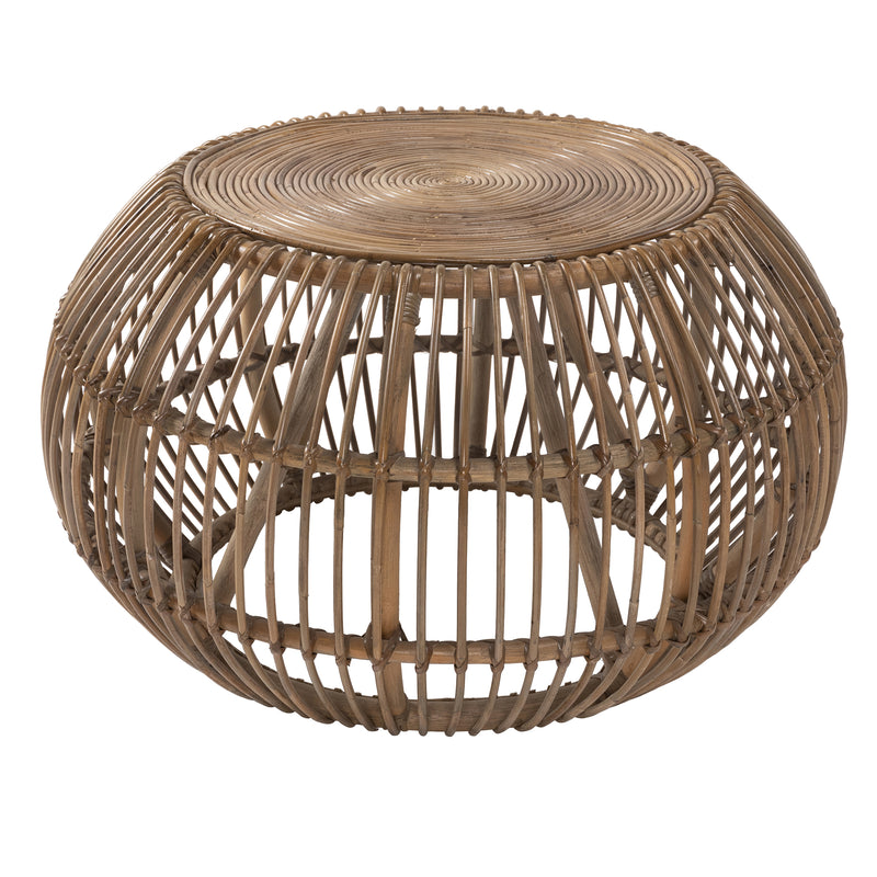 Handwoven Round Rattan Coffee Table With Concentric Circle Top, Brown By Benzara | Coffee Tables |  Modishstore 