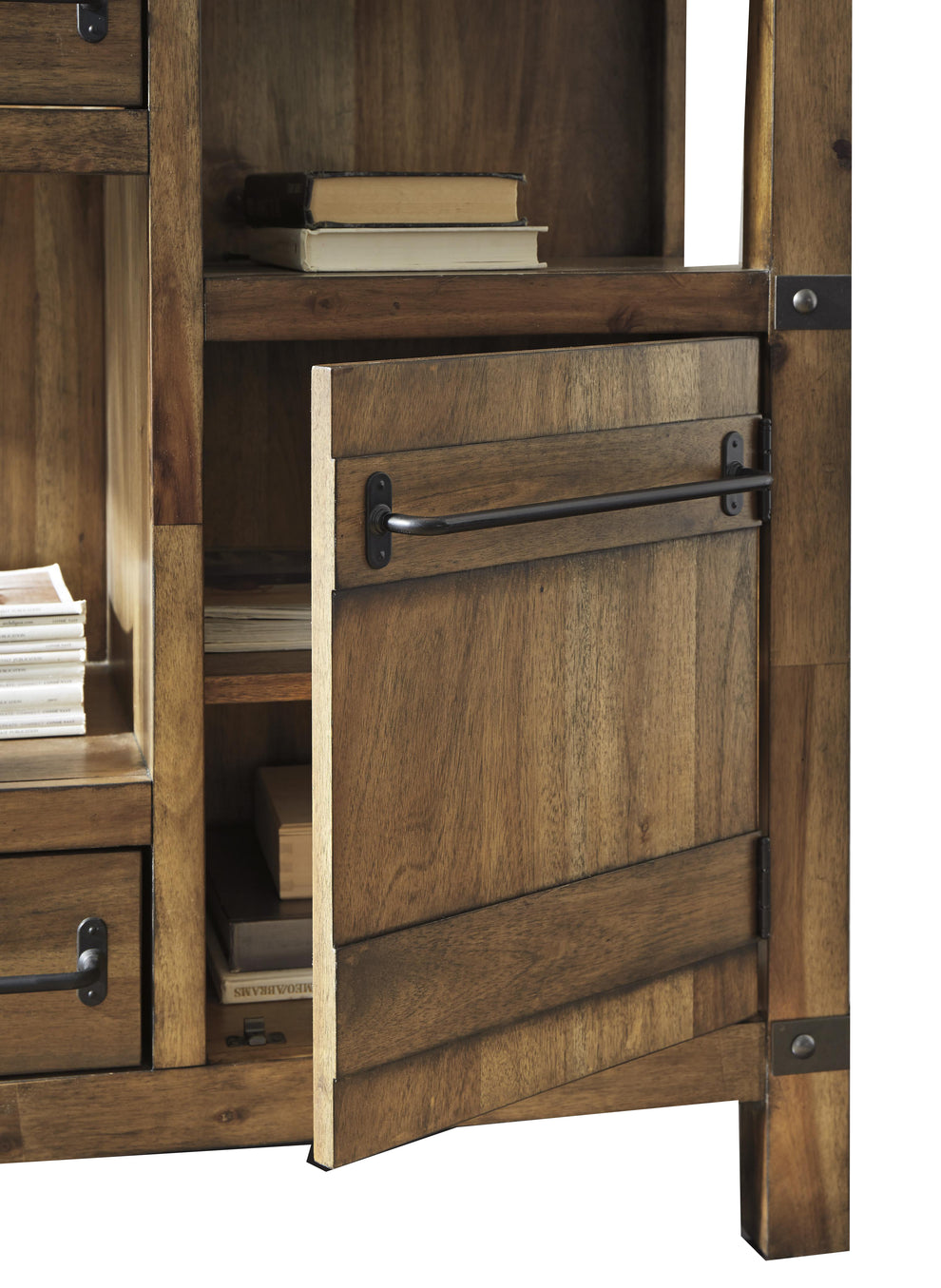 2 Drawer And 1 Door Accent Cabinet With 2 Open Compartments, Brown By Benzara | Cabinets | Modishstore - 4