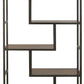5 Shelves Asymmetric Design Bookcase With Metal Frame, Brown And Black By Benzara | Bookcases | Modishstore - 5
