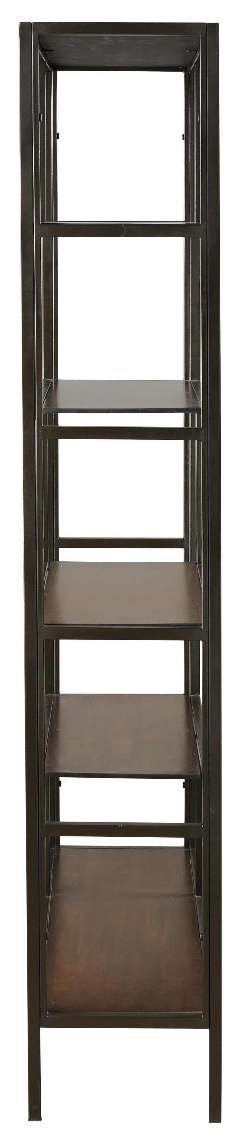 5 Shelves Asymmetric Design Bookcase With Metal Frame, Brown And Black By Benzara | Bookcases | Modishstore - 4