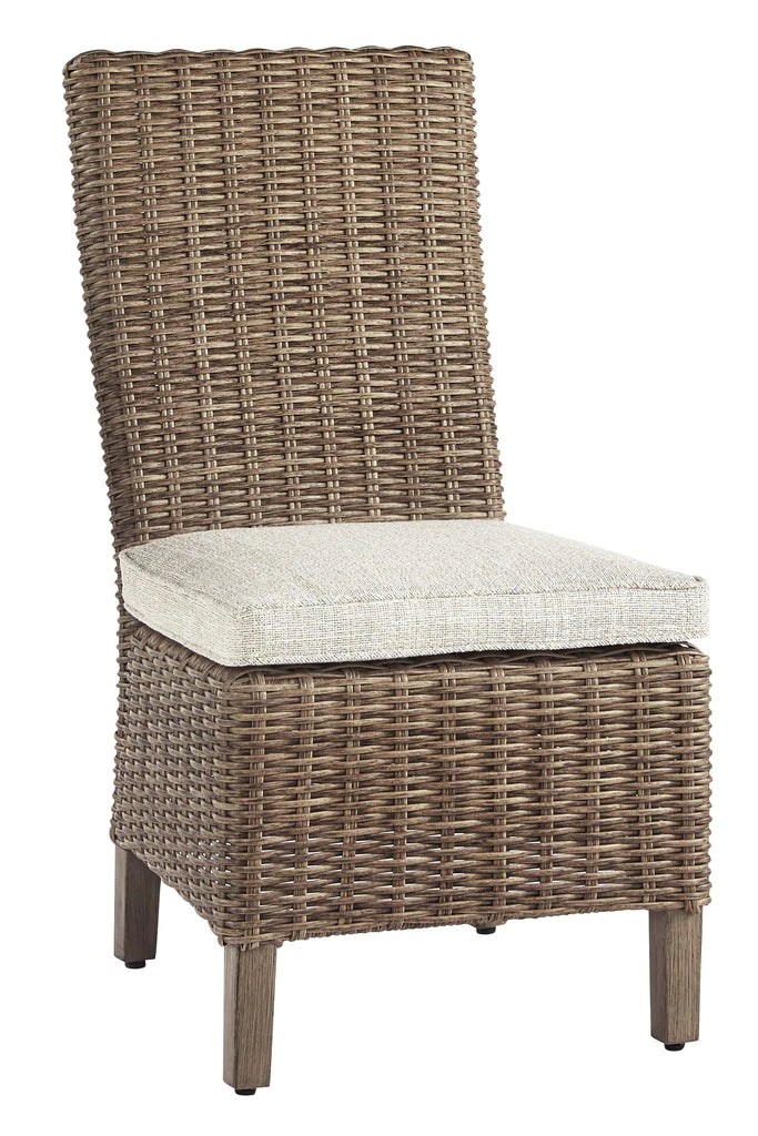 Aluminum Frame Side Chair With Handwoven Wicker, Set Of 2, Brown And Beige By Benzara | Side Chairs |  Modishstore  - 2