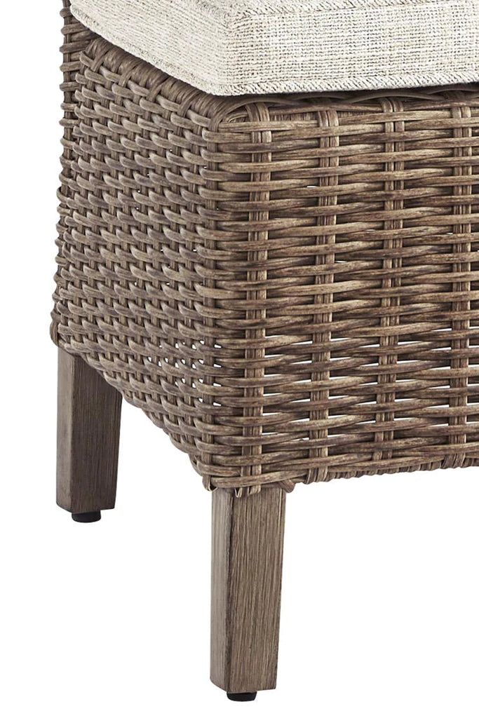 Aluminum Frame Side Chair With Handwoven Wicker, Set Of 2, Brown And Beige By Benzara | Side Chairs |  Modishstore  - 4