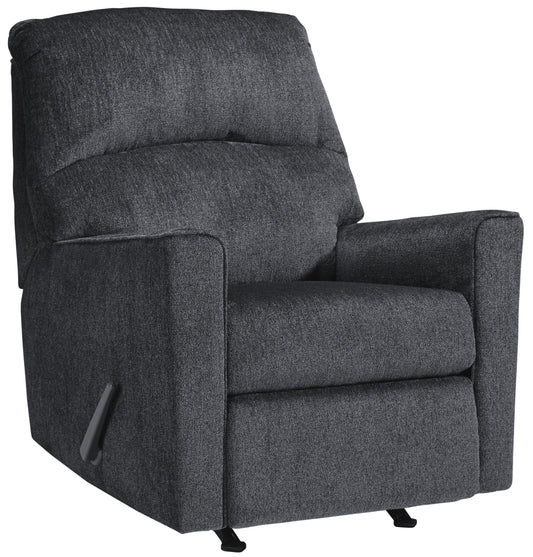 Fabric Upholstered Rocker Recliner With Tufted Back, Charcoal Gray By Benzara | Chairs & Recliners | Modishstore