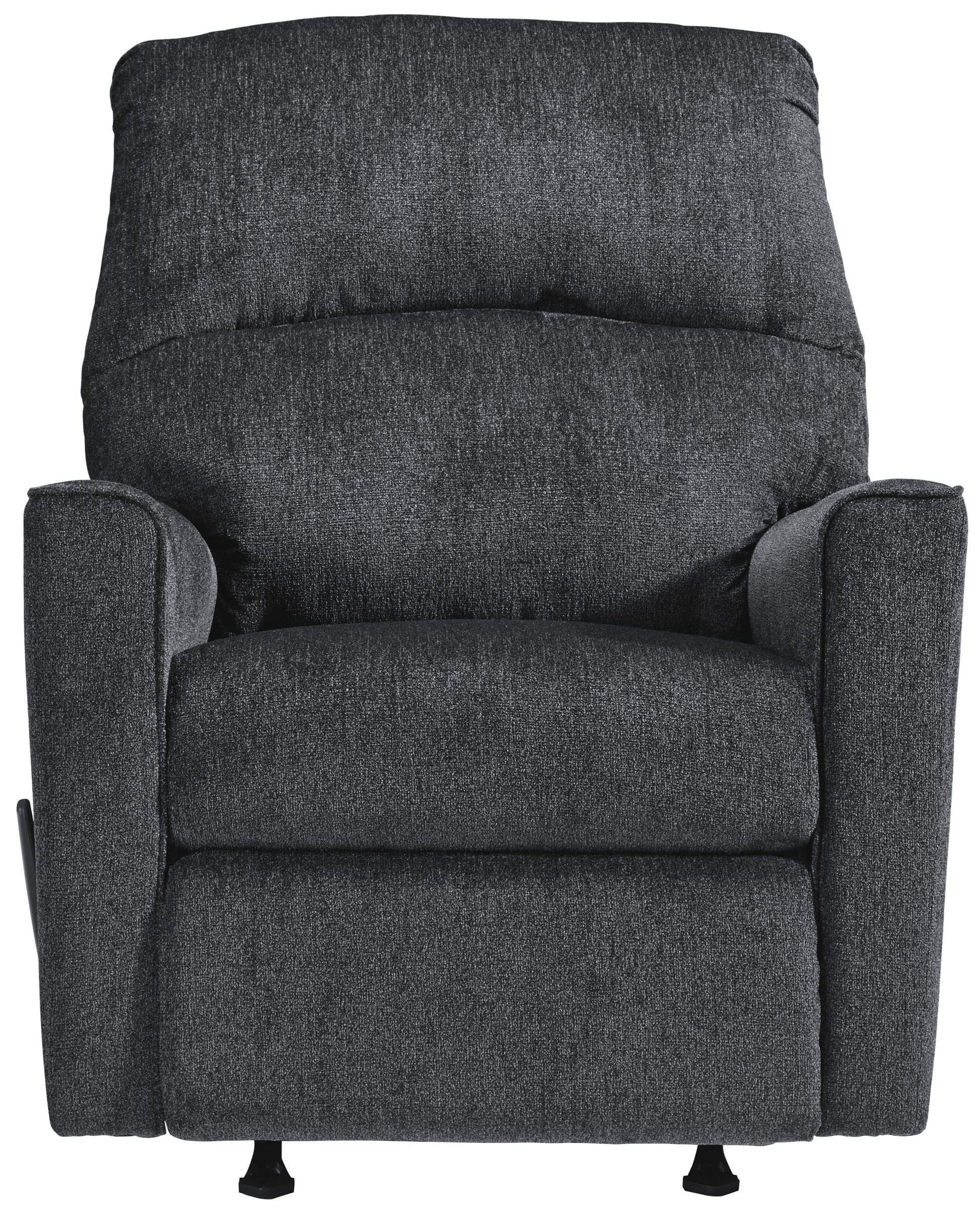 Fabric Upholstered Rocker Recliner With Tufted Back, Charcoal Gray By Benzara | Chairs & Recliners | Modishstore - 4