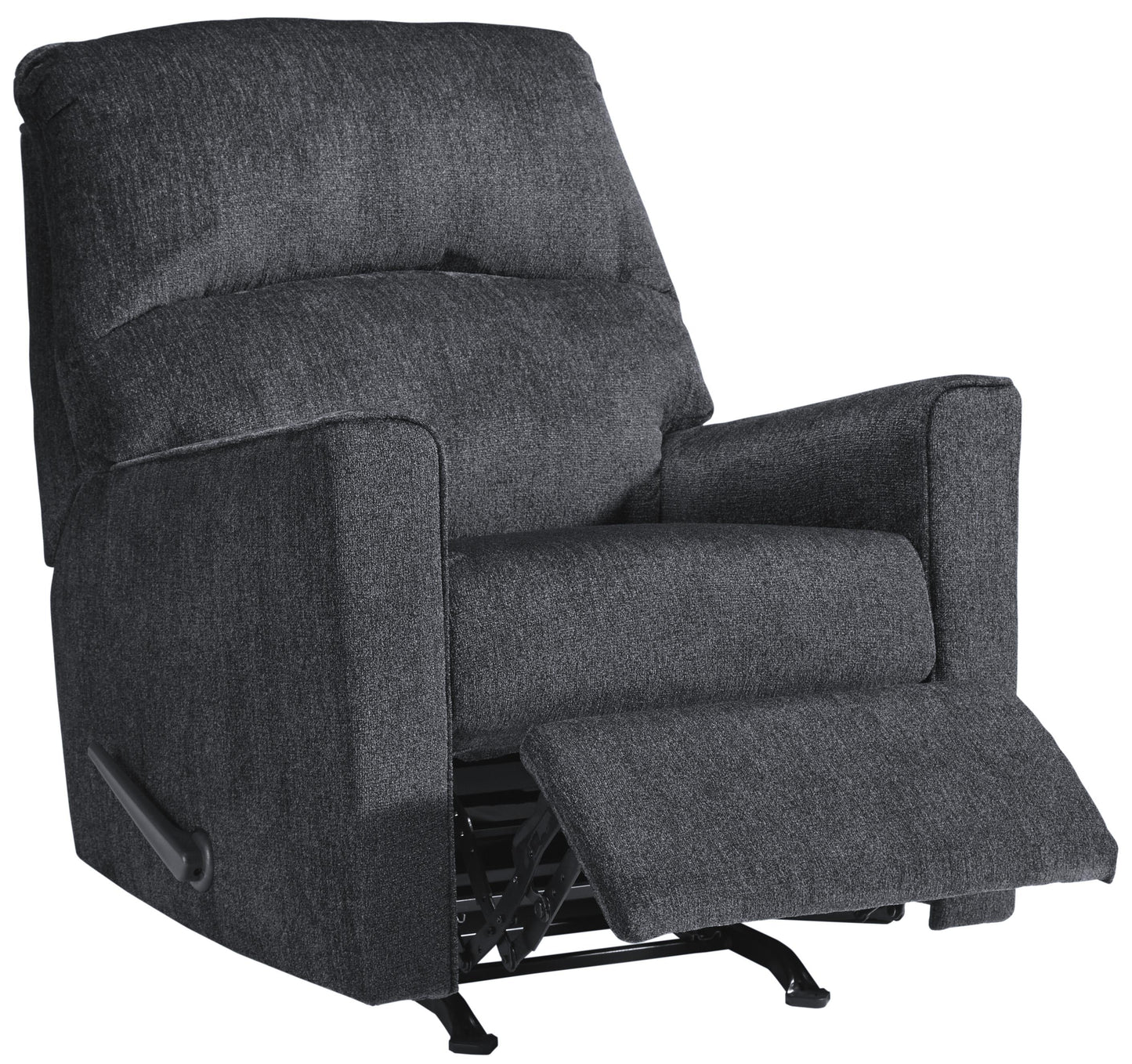 Fabric Upholstered Rocker Recliner With Tufted Back, Charcoal Gray By Benzara | Chairs & Recliners | Modishstore - 3