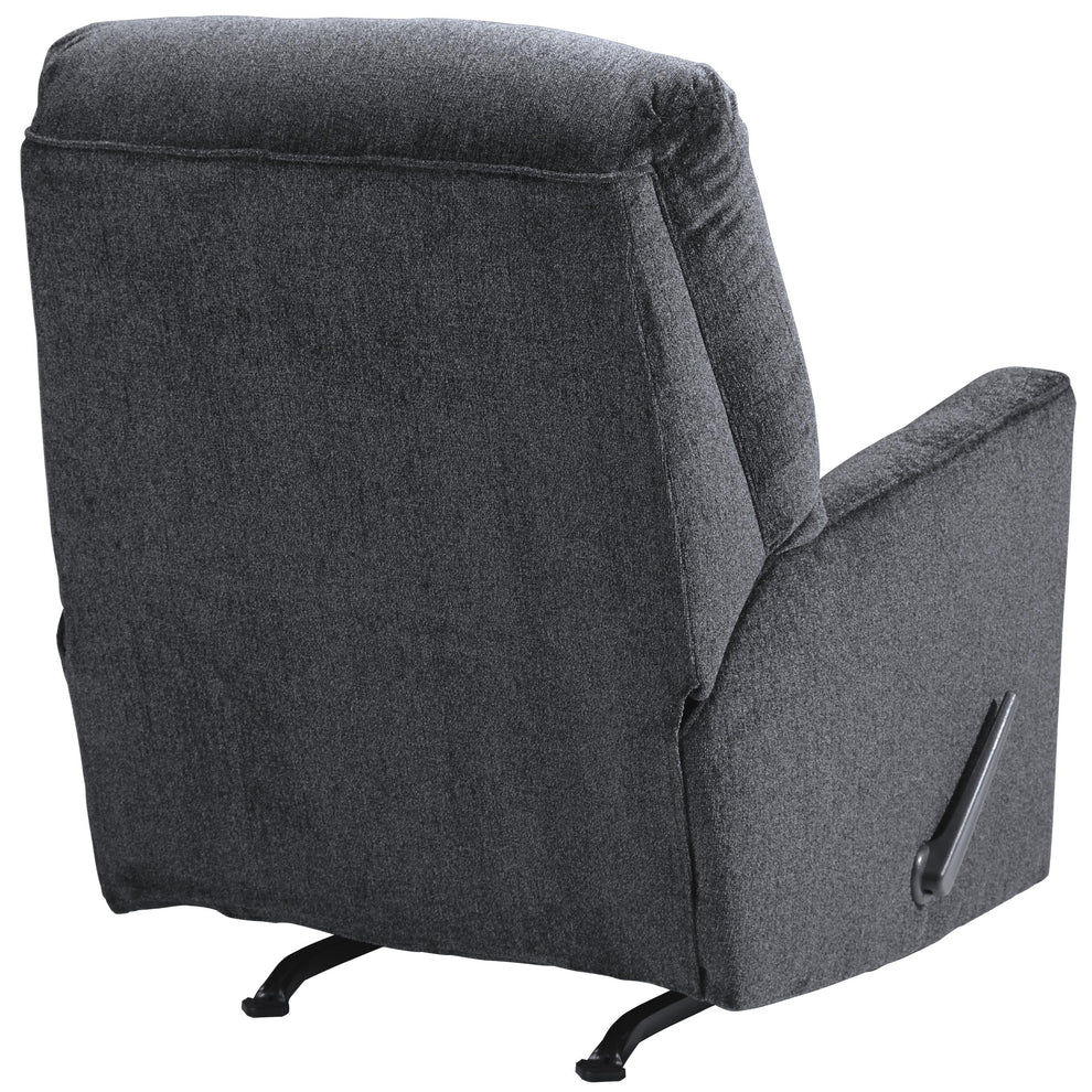 Fabric Upholstered Rocker Recliner With Tufted Back, Charcoal Gray By Benzara | Chairs & Recliners | Modishstore - 2