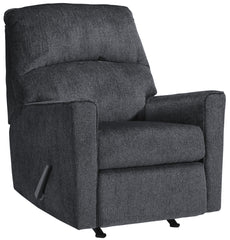 Fabric Upholstered Rocker Recliner With Tufted Back, Charcoal Gray By Benzara