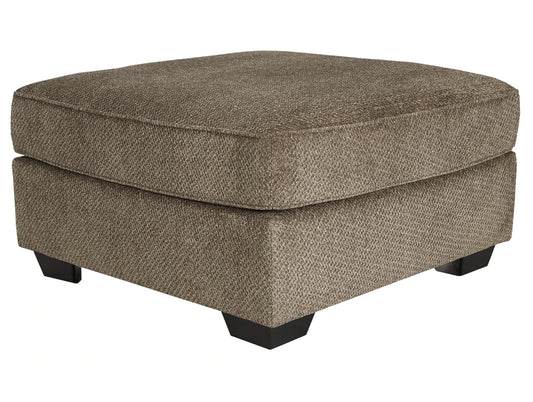 Fabric Upholstered Square Oversized Ottoman With Tapered Block Legs, Brown By Benzara | Ottomans |  Modishstore 