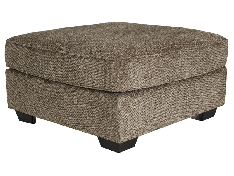 Fabric Upholstered Square Oversized Ottoman With Tapered Block Legs, Brown By Benzara | Ottomans |  Modishstore 