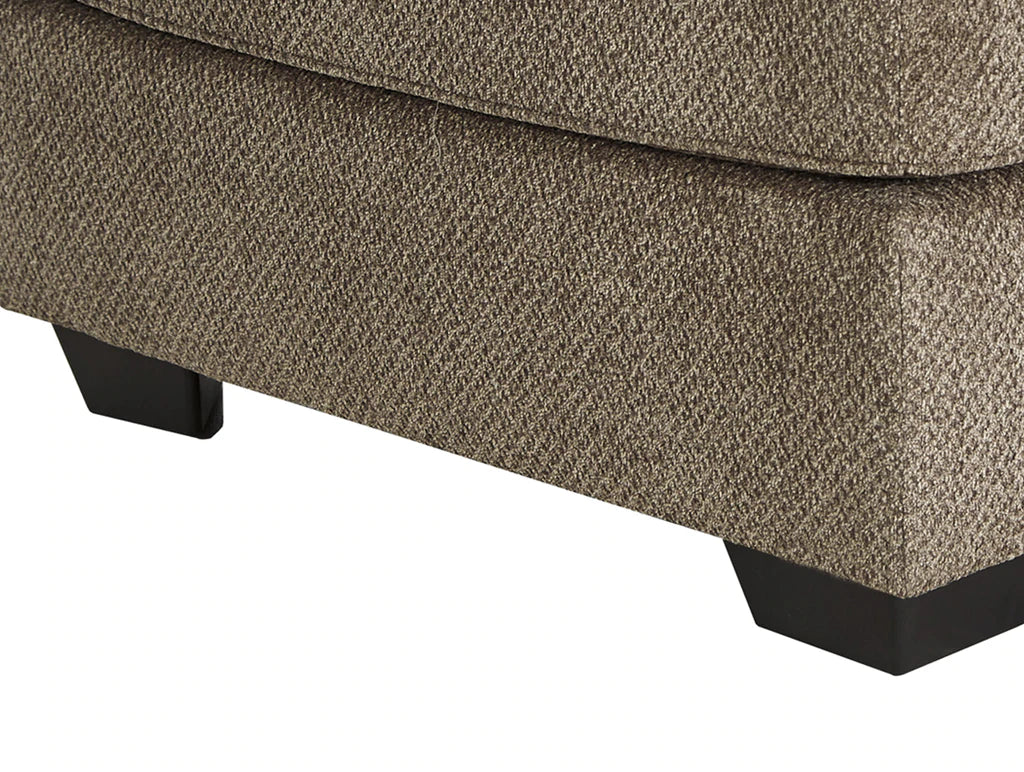 Fabric Upholstered Square Oversized Ottoman With Tapered Block Legs, Brown By Benzara | Ottomans |  Modishstore  - 3