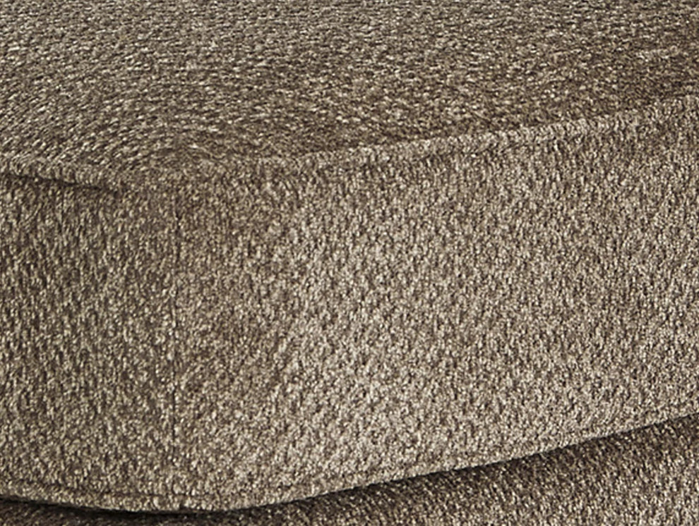 Fabric Upholstered Square Oversized Ottoman With Tapered Block Legs, Brown By Benzara | Ottomans |  Modishstore  - 4