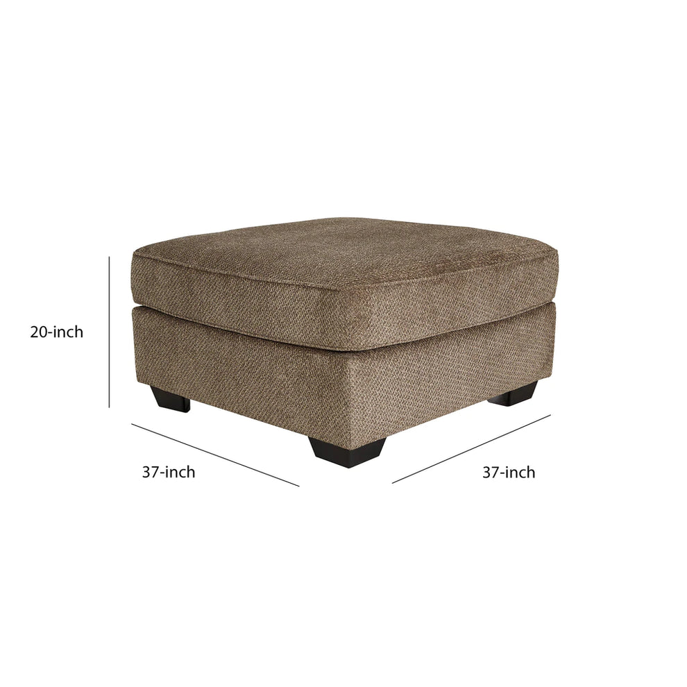 Fabric Upholstered Square Oversized Ottoman With Tapered Block Legs, Brown By Benzara | Ottomans |  Modishstore  - 2