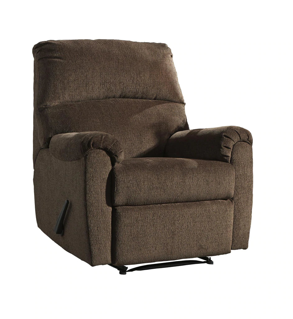 Fabric Upholstered Zero Wall Recliner With Pillow Top Armrests, Brown By Benzara | Chairs & Recliners |  Modishstore  - 2
