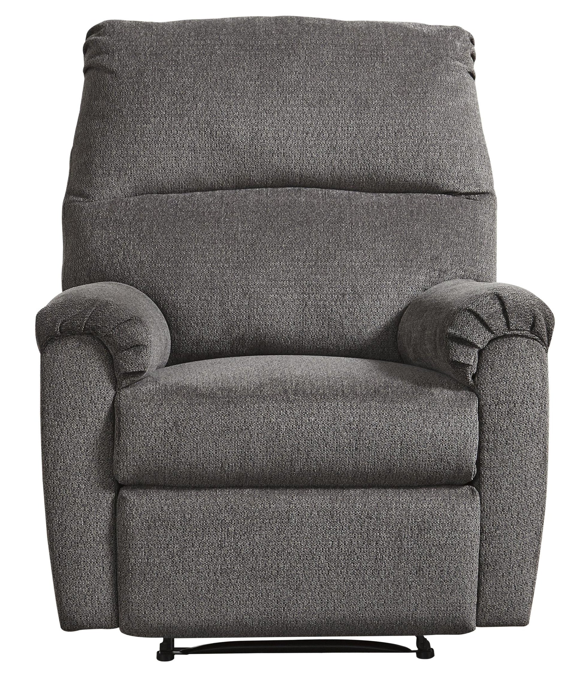 Fabric Upholstered Zero Wall Recliner With Pillow Top Armrests, Gray By Benzara | Chairs & Recliners | Modishstore - 2