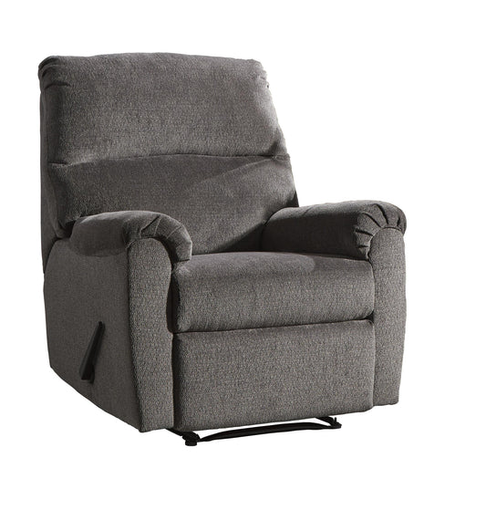 Fabric Upholstered Zero Wall Recliner With Pillow Top Armrests, Gray By Benzara | Chairs & Recliners | Modishstore