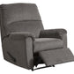 Fabric Upholstered Zero Wall Recliner With Pillow Top Armrests, Gray By Benzara | Chairs & Recliners | Modishstore - 5