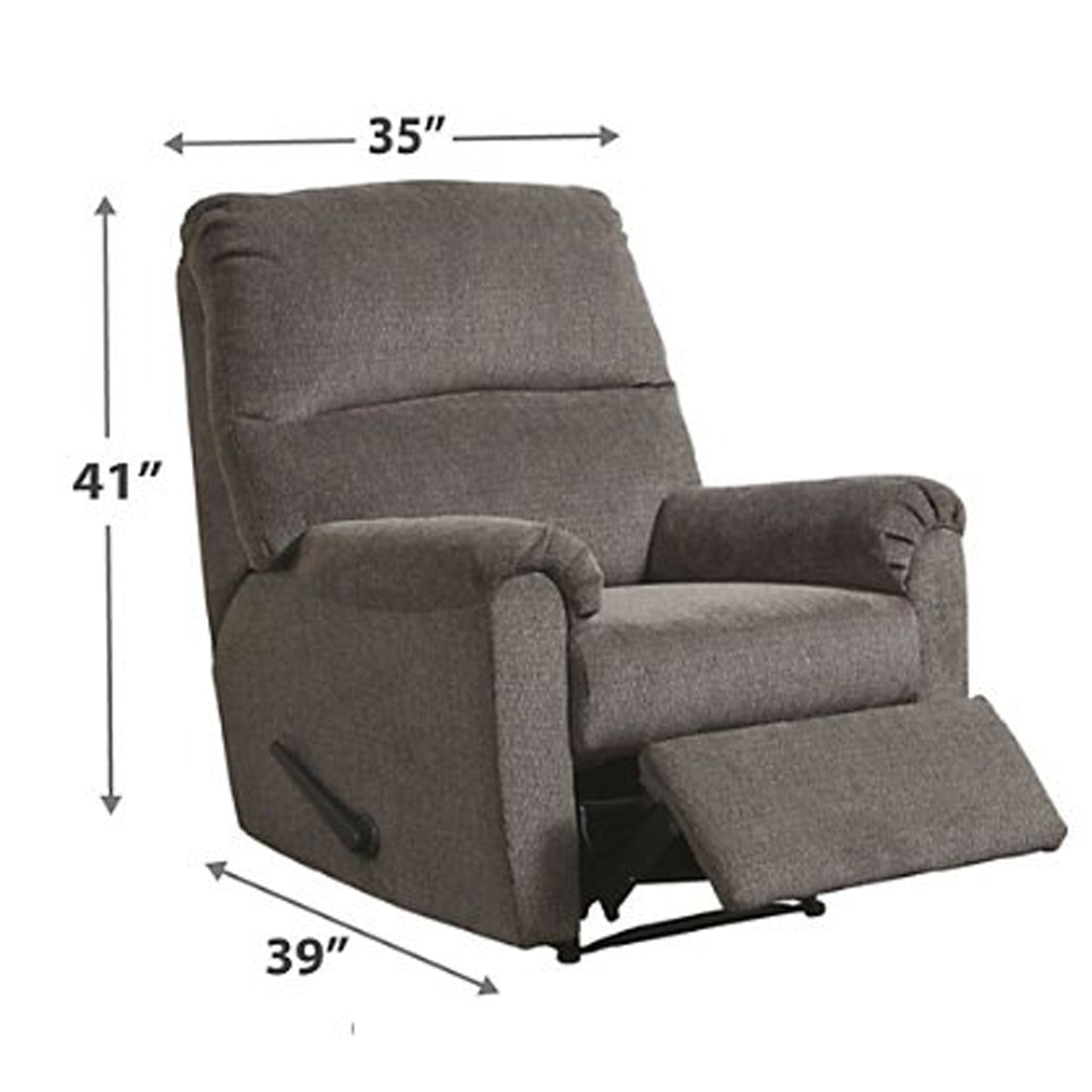 Fabric Upholstered Zero Wall Recliner With Pillow Top Armrests, Gray By Benzara | Chairs & Recliners | Modishstore - 4