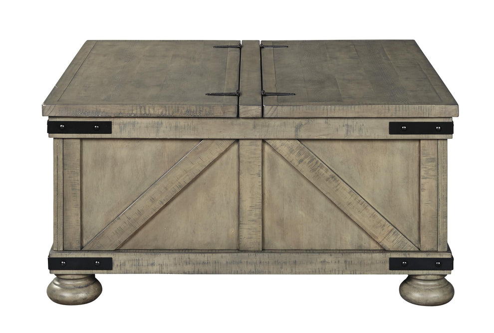 Farmhouse Cocktail Table With Lift Top Storage And Crossbuck Details, Gray By Benzara | Coffee Tables | Modishstore - 2