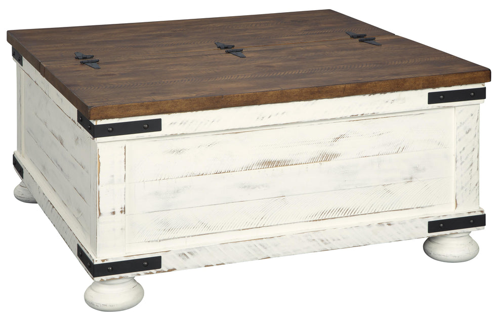 Farmhouse Two Tone Cocktail Table With Lift Top Storage, Brown And White By Benzara | Coffee Tables | Modishstore - 2