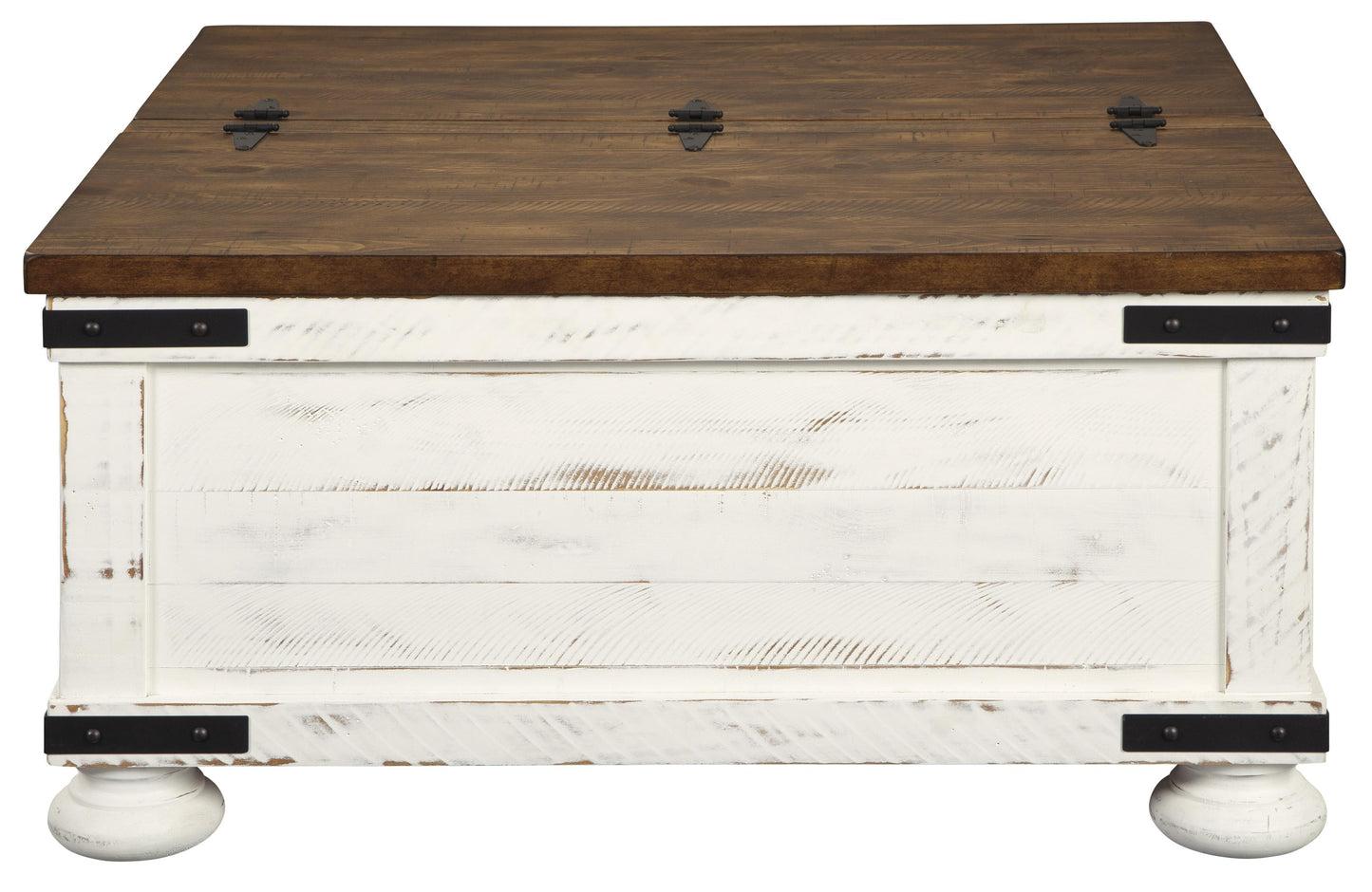 Farmhouse Two Tone Cocktail Table With Lift Top Storage, Brown And White By Benzara | Coffee Tables | Modishstore - 4