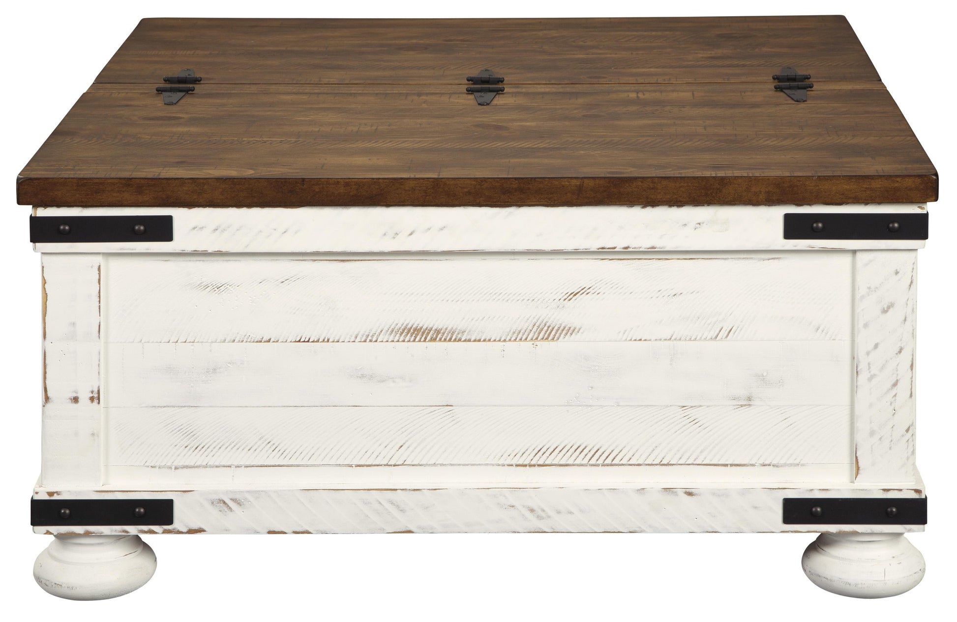 Farmhouse Two Tone Cocktail Table With Lift Top Storage, Brown And White By Benzara | Coffee Tables | Modishstore - 4