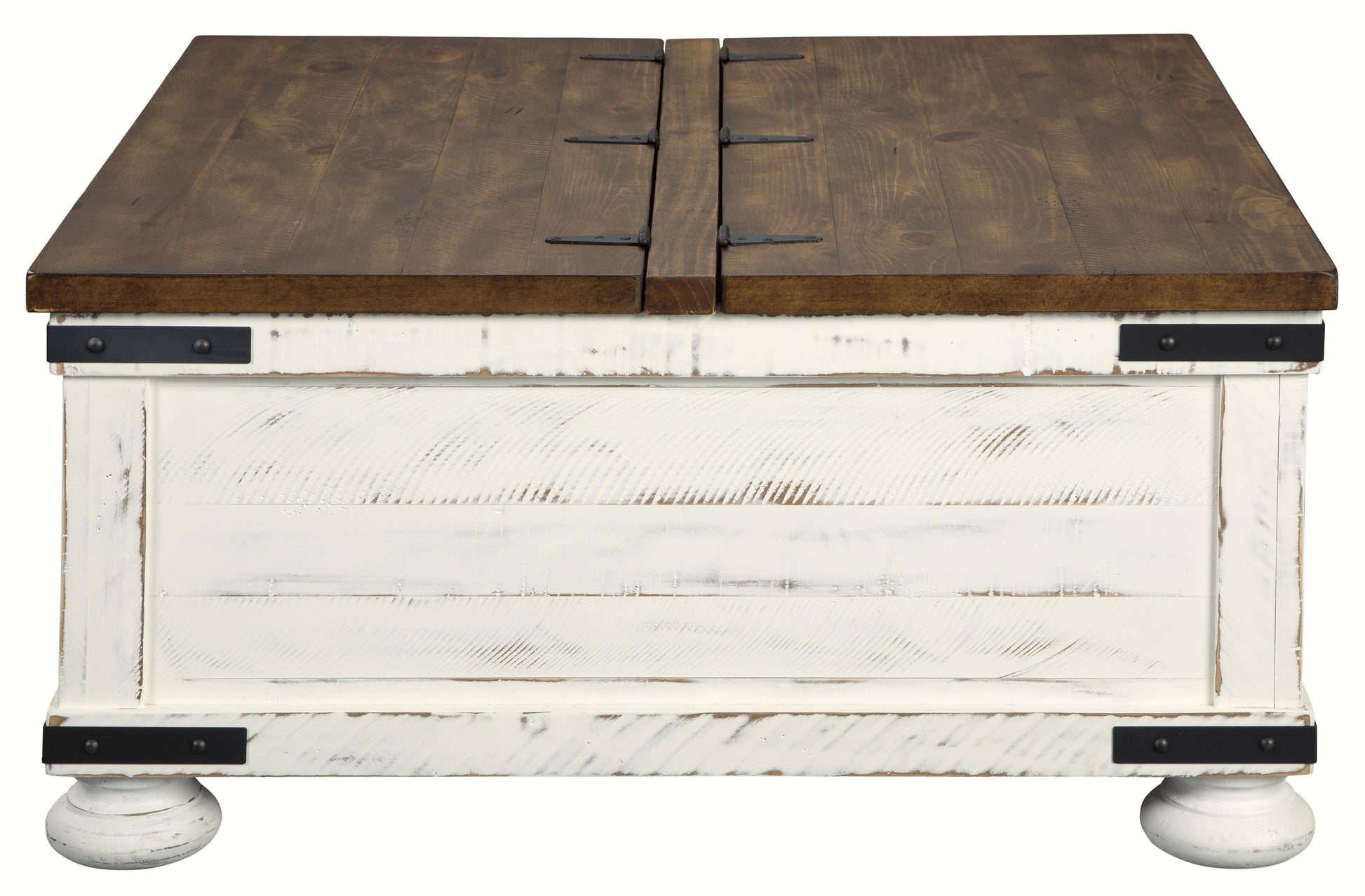 Farmhouse Two Tone Cocktail Table With Lift Top Storage, Brown And White By Benzara | Coffee Tables | Modishstore