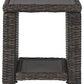 Handwoven Wicker End Table With Open Shelf, Brown And Black By Benzara | End Tables | Modishstore