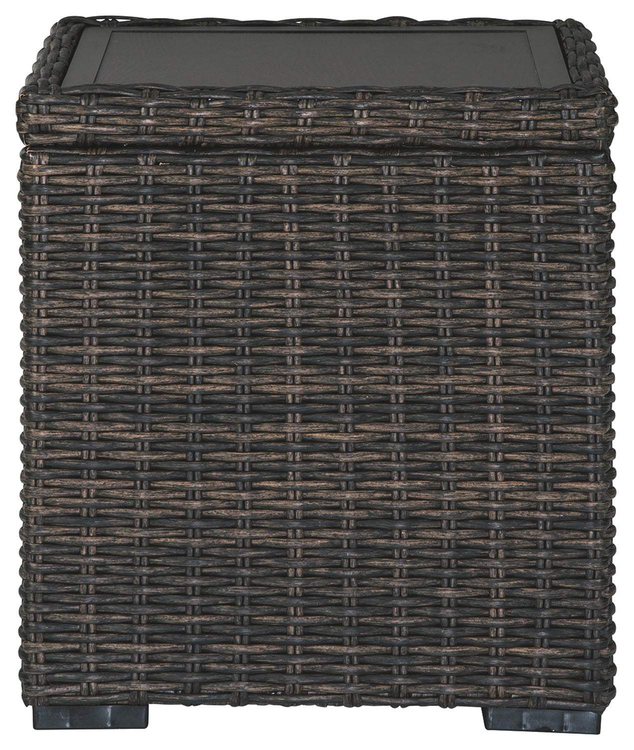 Handwoven Wicker End Table With Open Shelf, Brown And Black By Benzara | End Tables | Modishstore - 3