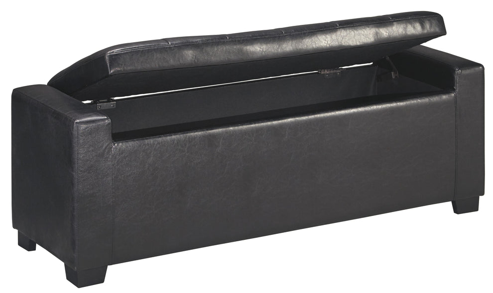 Leatherette Upholstered Storage Bench With Button Tufted Details, Black By Benzara | Benches | Modishstore - 4