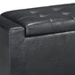 Leatherette Upholstered Storage Bench With Button Tufted Details, Black By Benzara | Benches | Modishstore - 5
