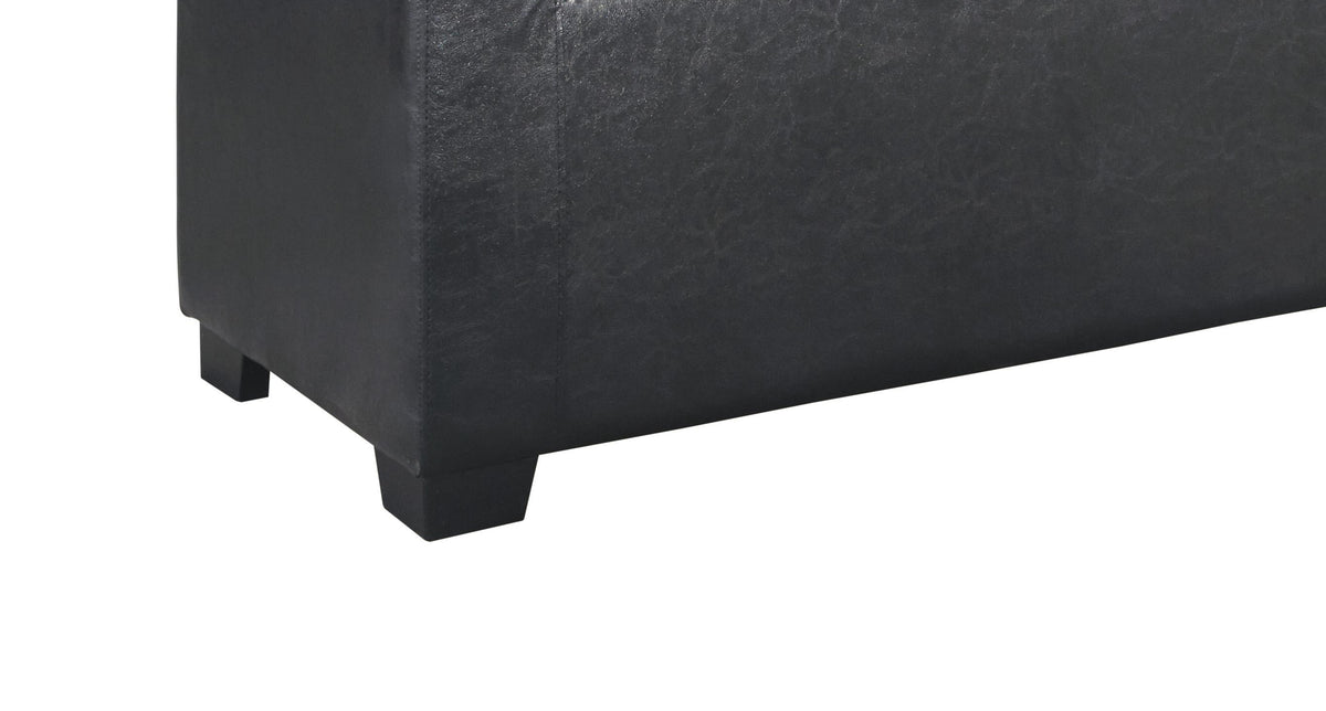 Leatherette Upholstered Storage Bench With Button Tufted Details, Black By Benzara | Benches | Modishstore - 2