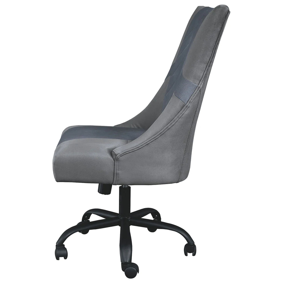 Leatherette Wooden Frame Swivel Gaming Chair, Gray And Black By Benzara | Office Chairs |  Modishstore  - 3