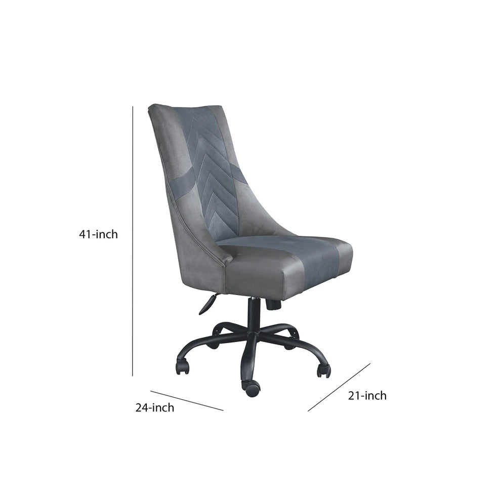 Leatherette Wooden Frame Swivel Gaming Chair, Gray And Black By Benzara | Office Chairs |  Modishstore  - 4