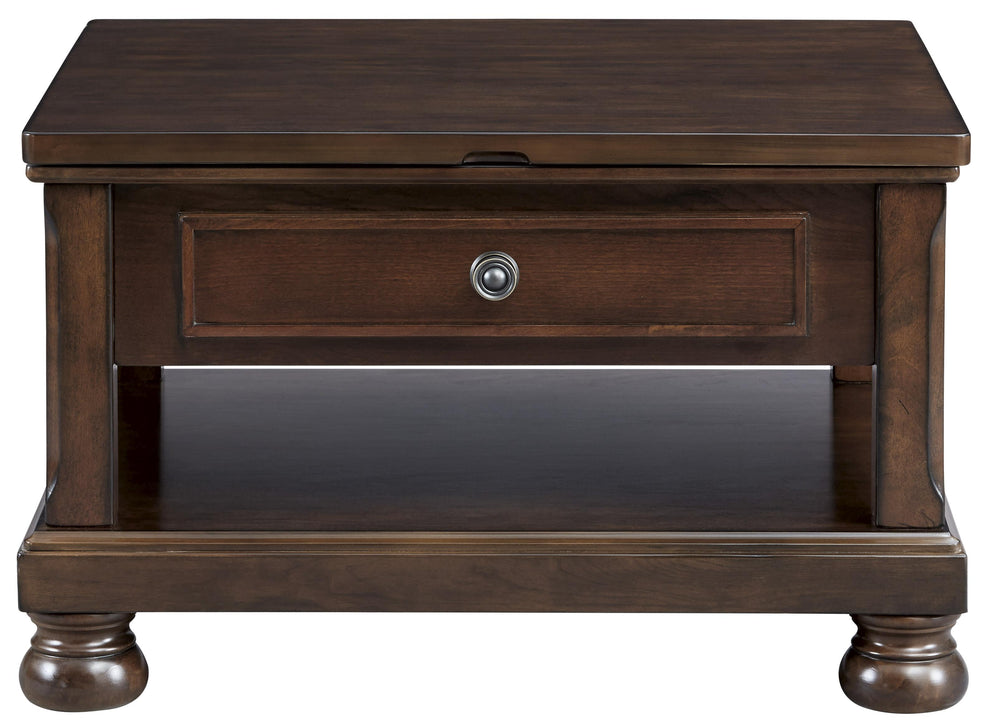 Lift Top Cocktail Table With Open Bottom Shelf And Bun Feet, Brown By Benzara | Coffee Tables | Modishstore - 4