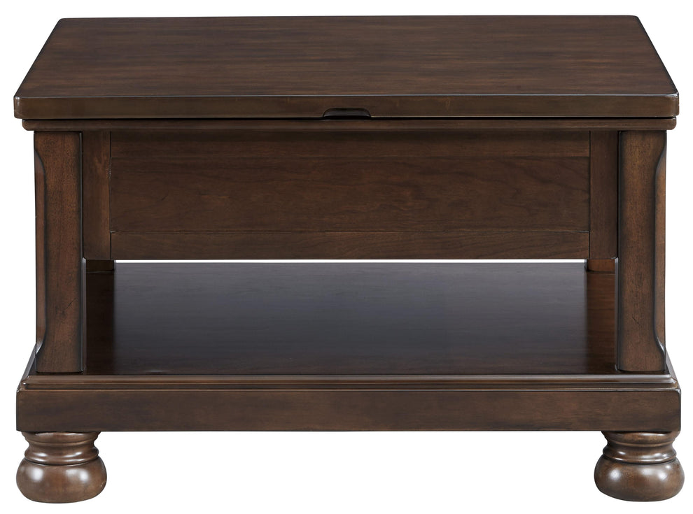 Lift Top Cocktail Table With Open Bottom Shelf And Bun Feet, Brown By Benzara | Coffee Tables | Modishstore - 2