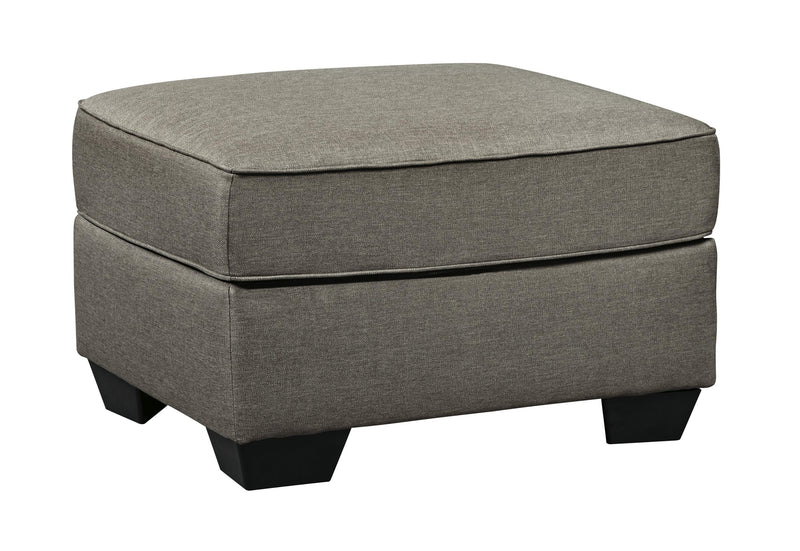 Rectangular Fabric Upholstered Ottoman With Tapered Block Legs, Gray By Benzara | Ottomans | Modishstore