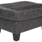 Rectangular Ottoman With Tapered Block Legs And Jumbo Stitching, Gray By Benzara | Ottomans |  Modishstore  - 5