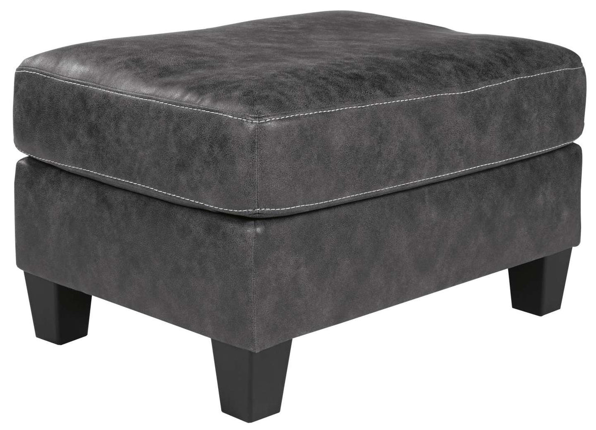 Rectangular Ottoman With Tapered Block Legs And Jumbo Stitching, Gray By Benzara | Ottomans |  Modishstore  - 5